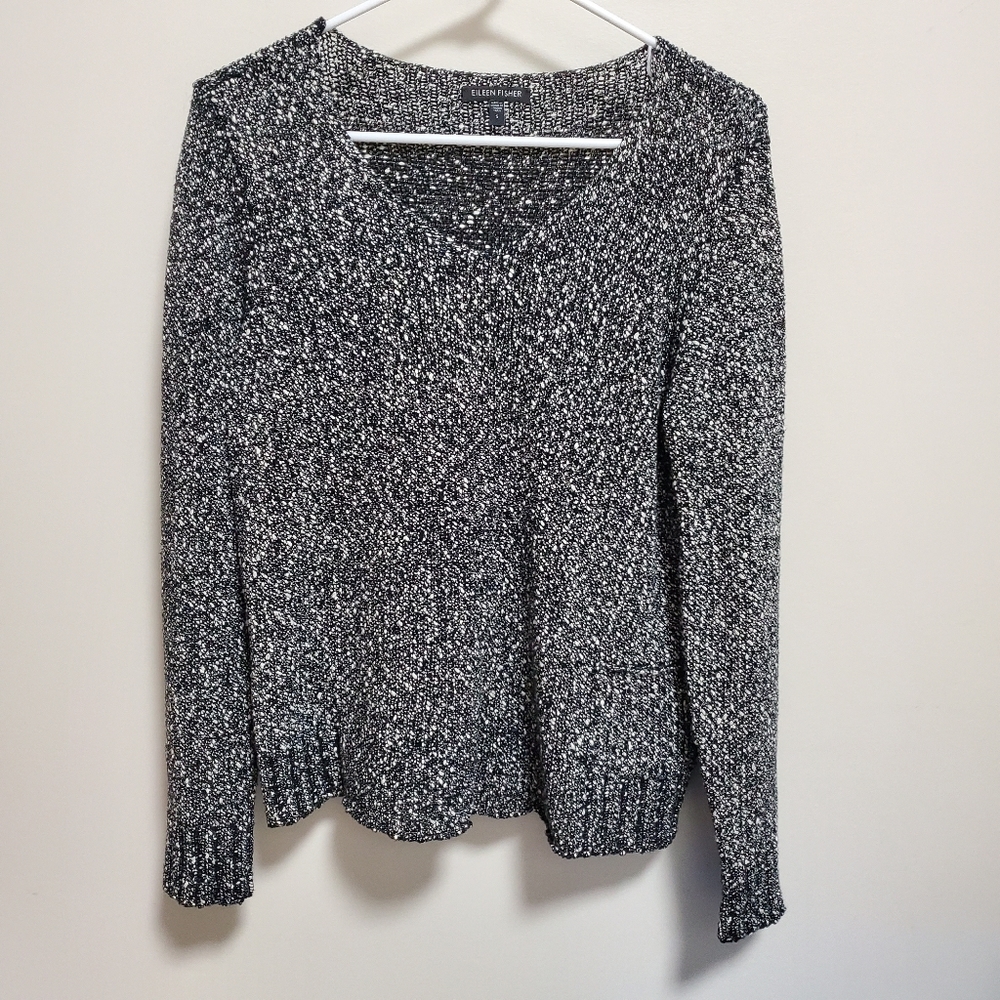 Eileen Fisher | Cotton Nubble V-Neck Box Sweater S
